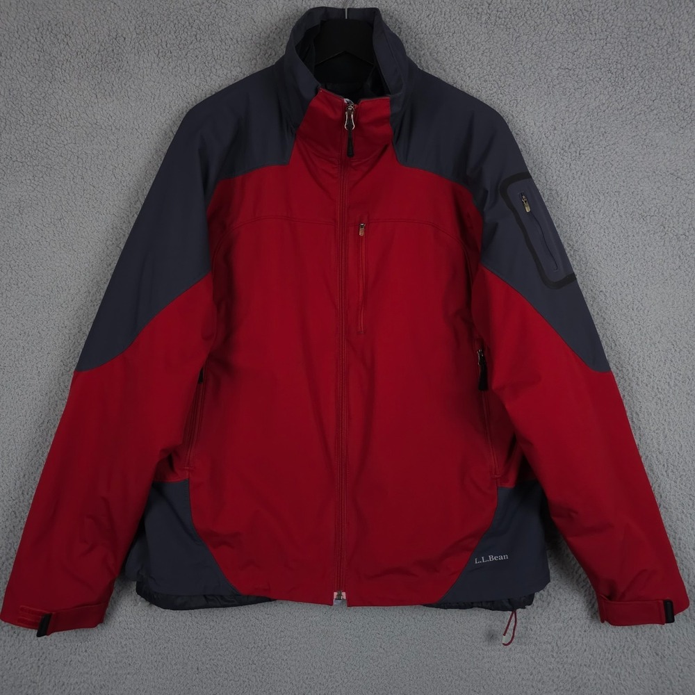 VTG LL Bean Jacket Mens L Red Gray 3-in-1 Quilted Insert Winter Parka Ski Coat